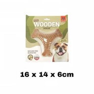 FOFOS Wooden Dog Chew Toy | Natural Dog Chew Stick | Bite Toy | Bone Brush Triangle Ring Twin Bone A
