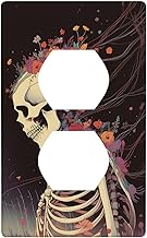 Skull Flower Duplex Device Receptacle Wall Plate Electrical Outlet Covers, 1 Gang Switch Plate And O