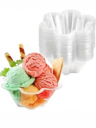 10入組/20入組/30入組一次性花形甜品杯,適用於冰淇淋、巧克力、開胃菜和甜點
