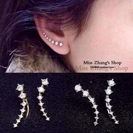 Korea Beidou Seven Star Zircon Earrings One Row 7 Diamonds Inlaid Rhinestones Stars Seven Diamonds F