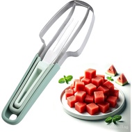 3-in-1 Watermelon Fork Slicer Cutter, Stainless Steel Watermelon Cutter Slicer Tool, Portable Melon 