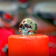 Keith Richards Garnet Skull Ring Rock Biker Punk Goth