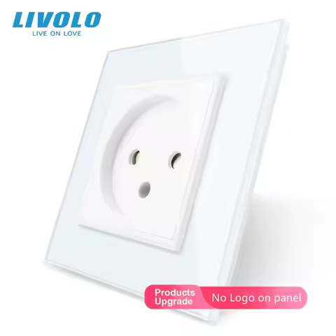 Livolo EU Standard Israel Power Socket, White Crystal Glass Panel, AC 100~250V 16A Wall Socket, VL-C