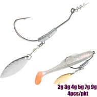 4pcs/pkt Crank Hook Metal Spoon Sequins 2g 3g 4g 5g 7g 9g Add Weight lures With Twist Lock Lead Barb