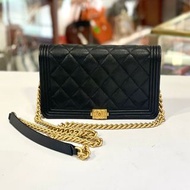 95%NEW二手BOY CHANEL WOC LEE BOY 黑色金扣荔枝皮@305開 #香榭站正品