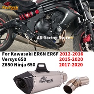 For Kawasaki ER6N Versys 650 Z650 Ninja 650 Motorcycle Exhaust System Underbelly Mid Link Pipe With 