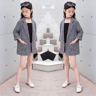 KATUN ST Blazer Suit for Girls Ages 4 5 6 7 Years Korean Style Modern Trend Latest Model 2021 3in1 B