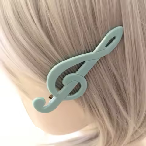 Y2k Style Music Symbol Hair Accessories Vintage Sweet Cute Hair Clip Cyan Fresh Hairpin New Sensea O