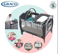 美國Graco Corralito PNP 舒適嬰幼兒安撫遊戲床連雙面尿布更換台(綠葉)[現貨]