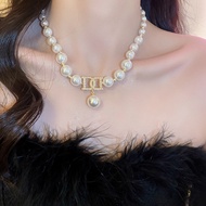 Large DD Necklace, Luxurious Pearl Necklace for Women, Large D Choker for Party Dresses