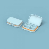 屯京 - 小號 藍色 4格 便攜式藥盒 分隔藥盒 藥盒 分裝盒 防潮藥盒 隨身藥盒 分格小藥盒 旅行藥盒