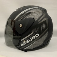 Helm Evo Black Panther Silver Doff Half Face Helmet Nouvo Helem SNI Dewasa Motif - bukan KYT INK GM 