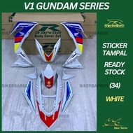 RAPIDO Cover Set Honda Rs150r V1 V2 V3 Gundam Series (34) White Body Coverset (Sticker Tanam)