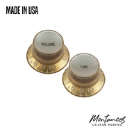 Top Hat Knob, Gold with Silver Cap, Gibson Style 24 splines, Sold Per Piece
