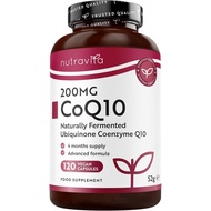 Nutravita CoQ10 200mg - 120 Vegan Capsules of High Strength Co Enzyme Q10 (4 Months ply) - 100% Pure