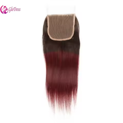 1B/99J 4X4 Lace Closure Raw Remy Human Hair 1B/99J Closure With Baby Hair High Density Brazilian Vir