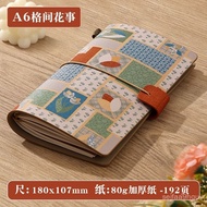 TN Travel Stamp A6 Diary Literary Portable Checkered Retro Handbook A6 Strap Loose-Leaf Book