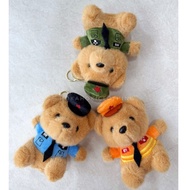 GANTUNGAN Premium Teddy Bear keychain Teddy Bear plush doll keychain Police army Bear keychain/