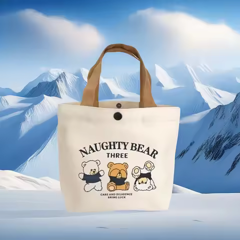 Eco Shopping Handbag,Tous Totes Funny Bags for Female Hand-held Canvas Versatile High End Cute Carto