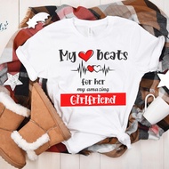 【Cod】 My Heart For Her For My Amazing Girlfriend T-Shirt Gift For Girlfriend Custom Tshirt Valentine