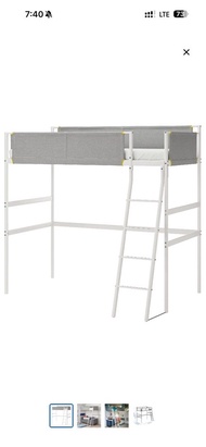 IKEA VITVAL Loft Bed White/Grey 高架床框