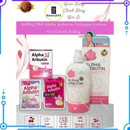 Alpha Arbutin Plus Lotion 500ml Bottle + Blister of 10 Alpha Arbutin Whitening Capsules Thailand