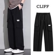CLIFF Men's Casual Trousers Seluar kasual lelaki Ice Silk Crock Pants Summer Thin American Style Wid