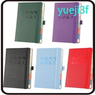 YUEJI 2027 Schedule Book, Daily Schedule Flat Spread Daily Planner Notebook, PU Leather Elastic Band