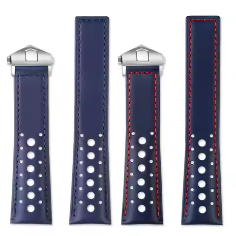 Soft breathable leather Watchband blue For TAG Heuer Strap MONACO CARRERA 22mm Watch Band Bracelet F