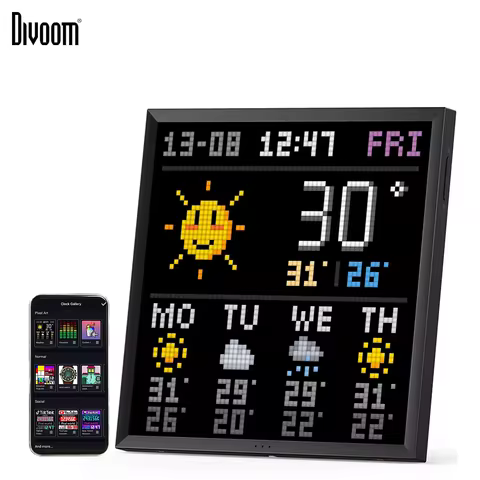 Divoom Pixoo 64 Digital Photo Frame with 64*64 Pixel Art LED Picture Electronic Display Board,Neon L