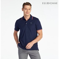ELLE HOMME POLO | Shirt With Collar Short Sleeves EH Logo Screen Print Comfortable To Wear Navy Blue