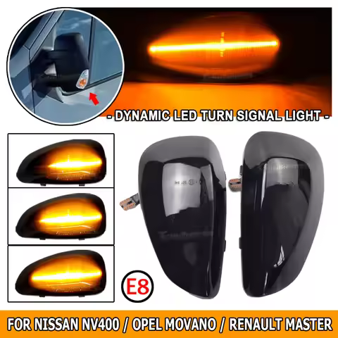 2PCS Dynamic LED Side Mirror Lamp Turn Signal Light For Renault Master MK3 VAUXHALL OPEL MOVANO NISS