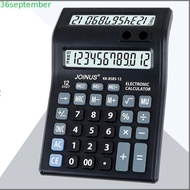 SEPTEMBER 12 Digits Calculator, Dual Screen Stationery Mechanical Calculator, Useful Practical Batte