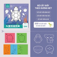 [Tặng Kéo] Combo 240 tờ cắt giấy thủ công cho bé kèm kéo an toàn đồ chơi paper cut giáo dục sớm phát