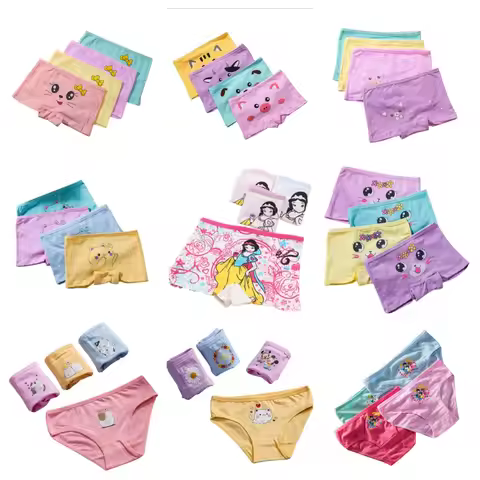 4pcs/Lot Cute Floral Cotton Underwear for Girls Kids Briefs Children Underpants Size 3-10T Comfortab