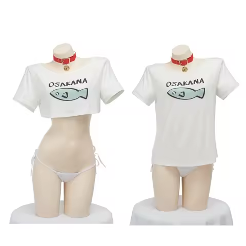 Anime Kinako OSAKANA Cosplay Costume Cute Summer Casual T-Shirt Crops Tops Underwear 40hara Kinako C