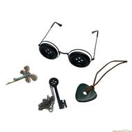 sweetyvi12 4 Pcs Keys Pendant Necklace Button Eyes Glasses Insect Hairclip for Halloween Cosplay