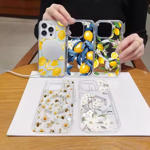 Lemon Honeybee Flower Phone Case For iPhone 16 Pro Max 17 Air 15 14 Plus 12 13 Mini 16E IPhone13 Mag