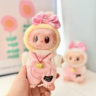 Labubu Sitting Party Doll Set Pink Overalls Outfit Fashionable Cotton Toy for Boys And Girls One Gen