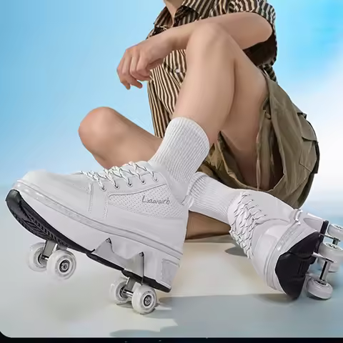 Roller Skates, Parkour Sneakers, 4 Wheels Roller Skating Shoes, Street Urban Fitness Deformation Rol