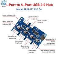 DC 5V 1-to-4 Port USB 2.0 Hub with XH2.54 PH2.0 Interface and Independent Power Supply