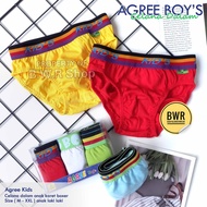 [ 3pc ] CD Agree Boy's AG200 MIKA / Boys' Underwear with Elastic Waistband Boxer - Bwr | AG 200