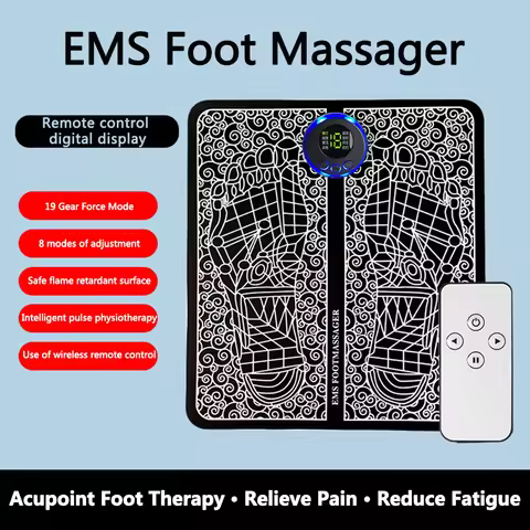 EMS Foot Circulation Massager Electric Feet Massage 8 Modes USB Rechargeable Foot Booster Remote Con