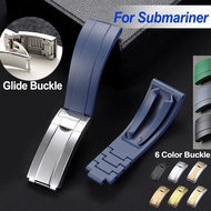 Glide Buckle - TPU Rubber Watch Strap for Rolex Submariner Daytona Diver GMT Diving Bracelet Flat En