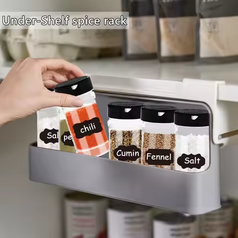 Kitchen Spice Rack Self-adhesive Spice Organizer Rack Seasoning Bottle Spice Organizer Wall-mounted 