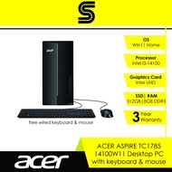 ACER ASPIRE TC1785-14100W11 Desktop PC with wired keyboard mouse (I3-14100/Intel UHD/8GB DDR5/512GB 