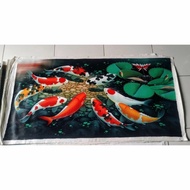 Lukisan Ikan Koi Super Bagus Ukuran 120X60 Plus Bingkai