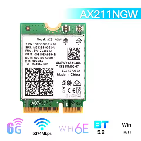 WiFi 6E AX211NGW Tri Band 2.4G/5G/6Ghz Wireless Network Wifi Card Adapter For BT 5.2 AX211 M.2 KeyE 