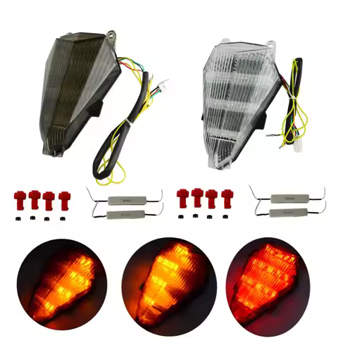 Rear Tail Light Integrated LED Turn Signals Yellow For Yamaha YZF R6 2006-2013 Clear Smoke Motorcycl