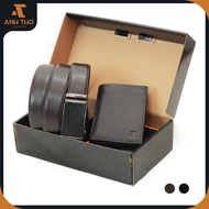 Trendy Combo, MNT4-70 Belt + Vertical EMO Wallet with durable Nappa Leather, Anh Tho Leather